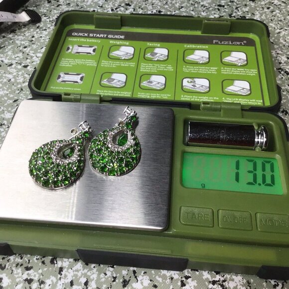 Sterling Silver Chrome Diopside Earrings 1.25” 13 Grams - Picture 9 of 10